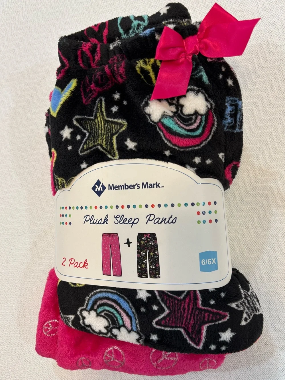 Girls Pajama Pants Size 6 / 6X Sleep Loungewear Set 2 Pair Bundle Pink Purple